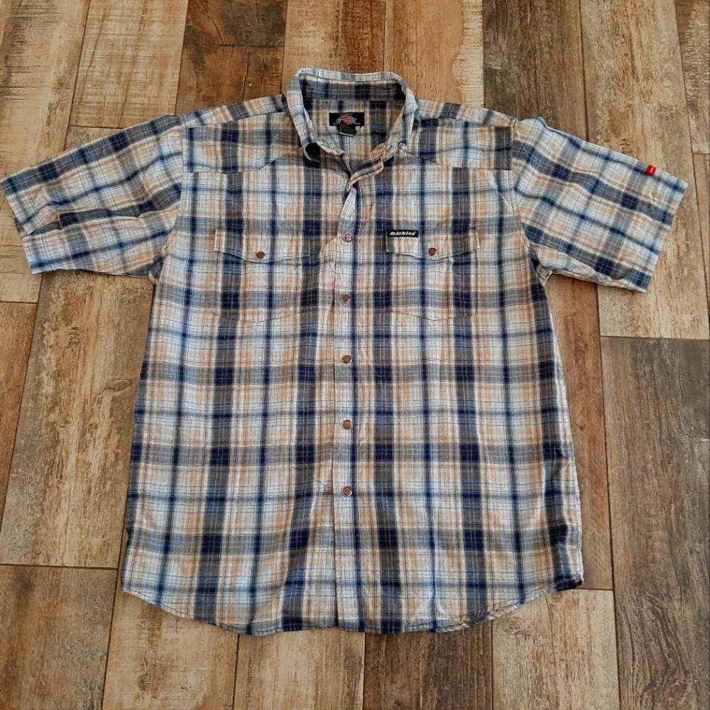 Dickies Pearl Snap Short Sleeve Shirt Sz Large EUC